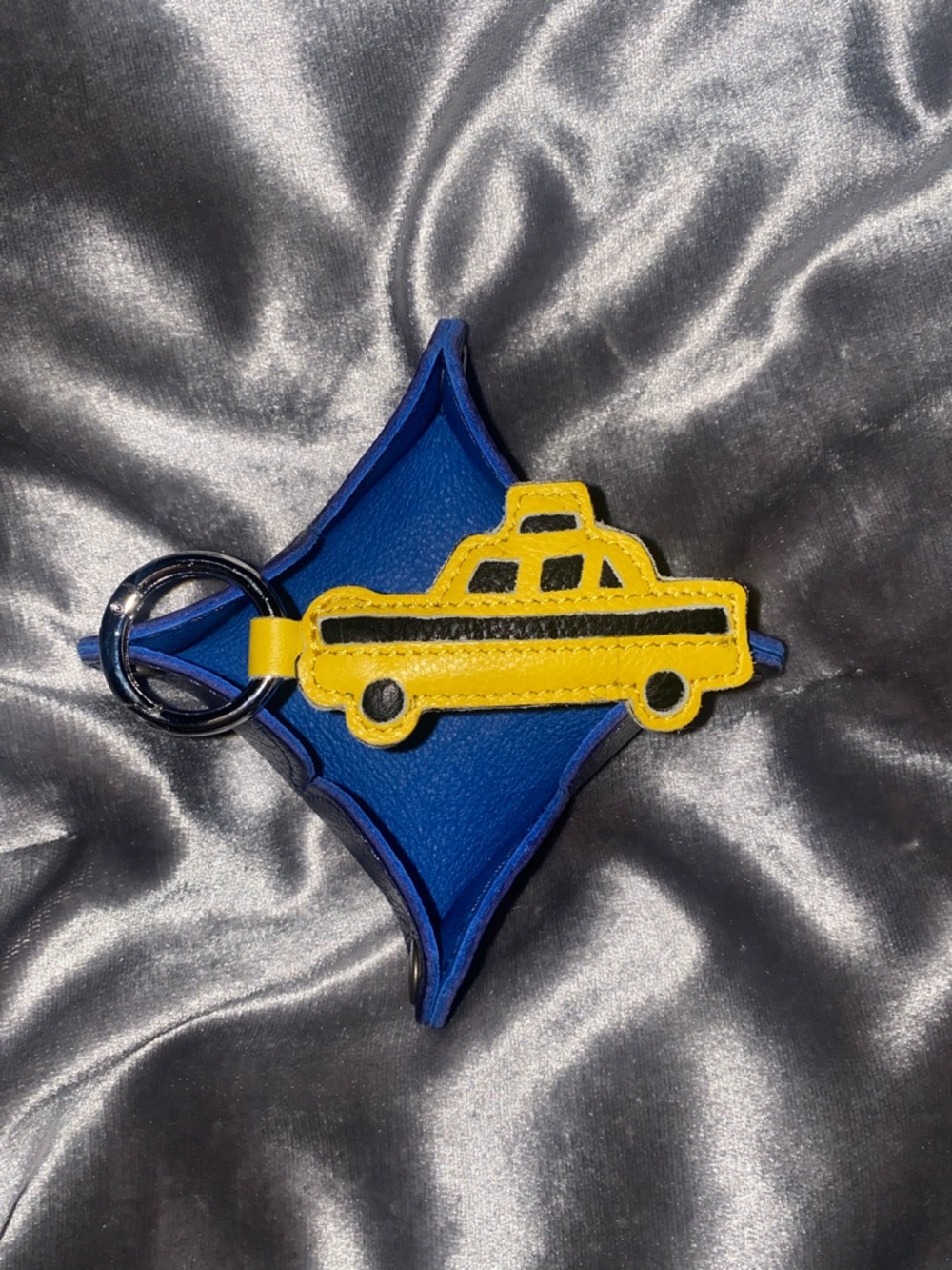 Leather Taxi Keychain bag charm
